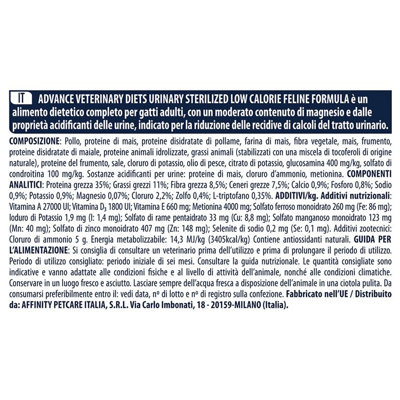Advance Veterinary Diets Feline Urinary Sterilized Low Calorie image number null